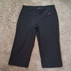 Nike Black Capri Leggings with Red Logo